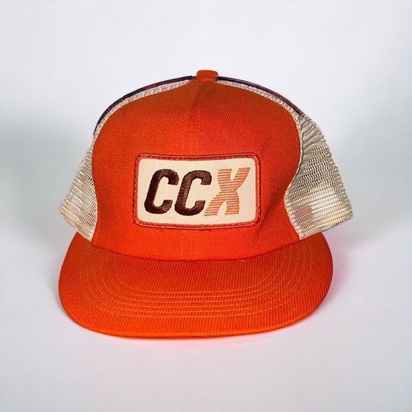 VTG CCX Conway Central Express Patch Snapback Hat Mesh Orange Trucker Cap USA - Picture 1 of 9